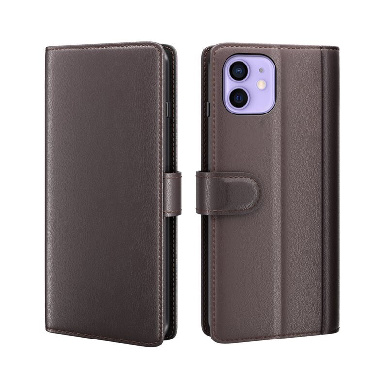Aito Nahkakotelo iPhone 12/iPhone 12 Pro Ruskea
