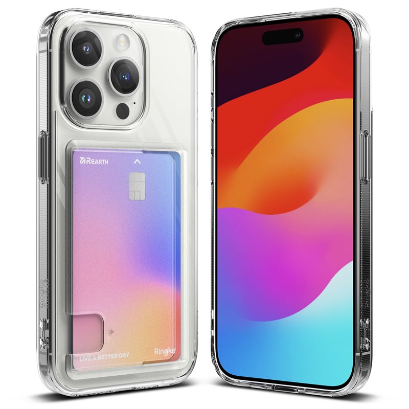 Ringke Fusion Card Case iPhone 15 Pro Kirkas - Puhelimen kuoret - Paikat korteille