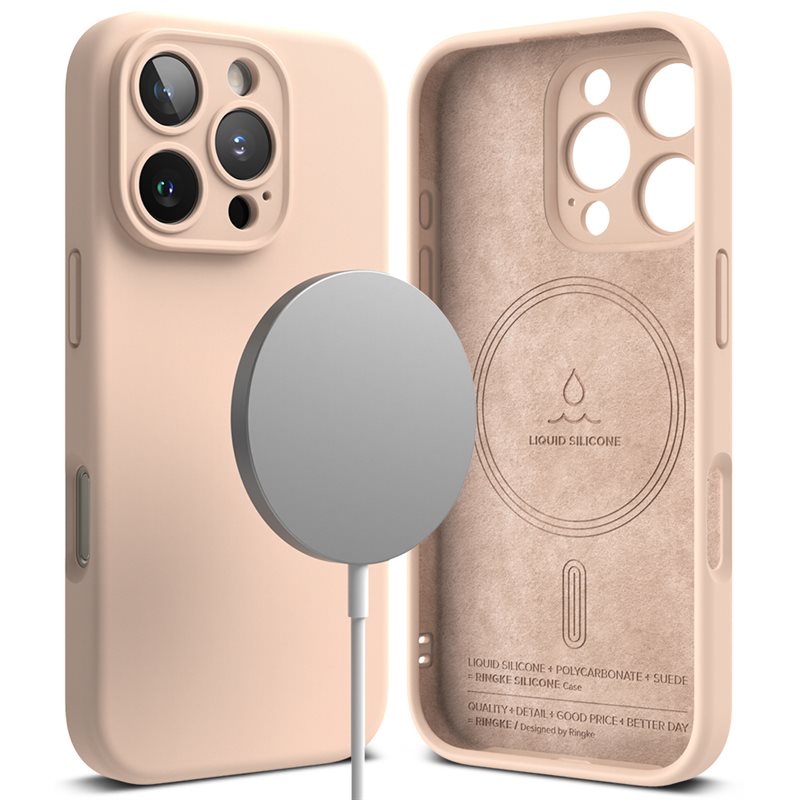 Ringke Silicone Magnetic Case iPhone 16 Pro Pink Sand