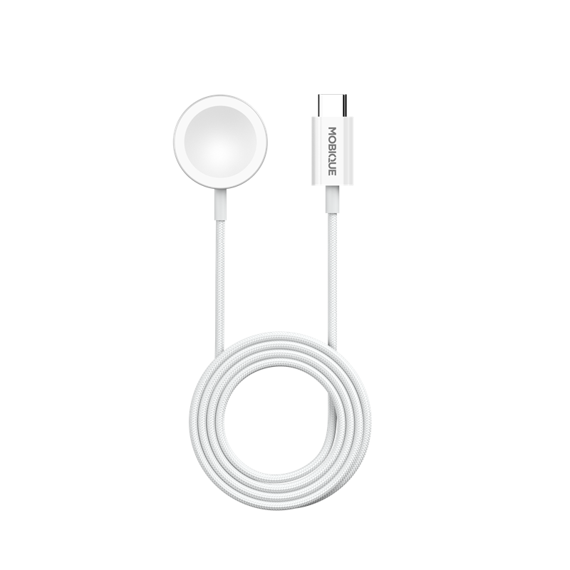 Mobique Apple Watch Series 10 46mm Magneettinen Laturi USB-C Valkoinen
