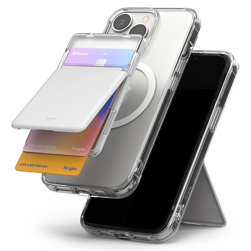 Ringke Magnetic Stand Slot Card Holder MagSafe Clear/Light Gray