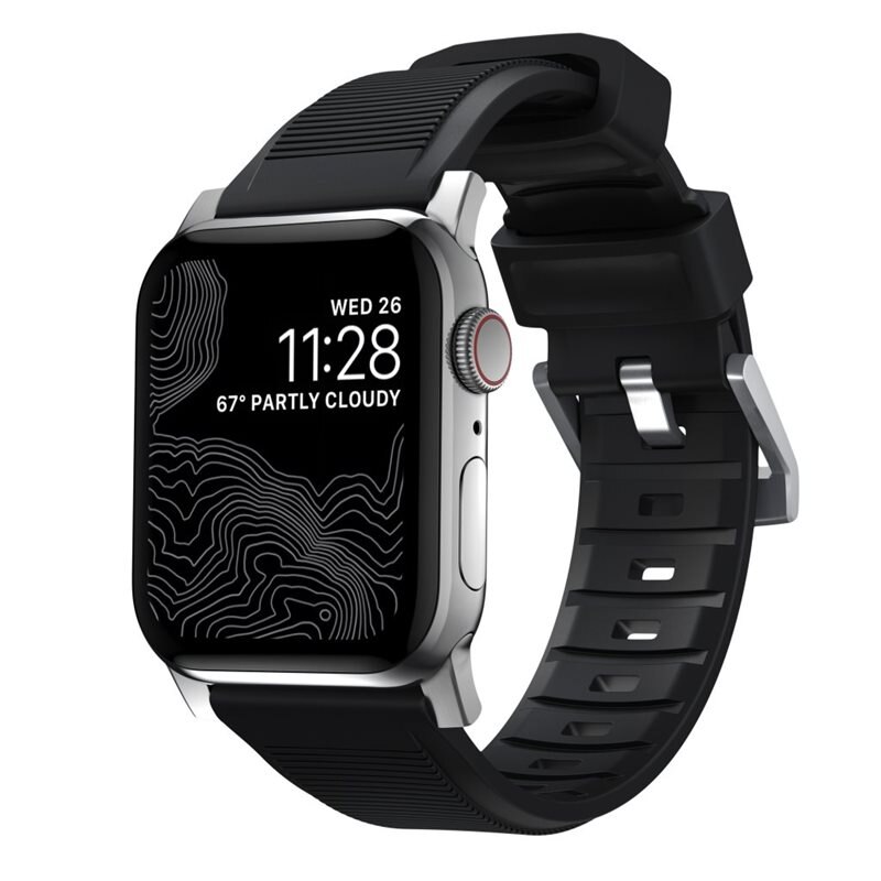 Nomad Apple Watch 41mm Series 8 Rugged Band Black (Silver Hardware) - Ranneke