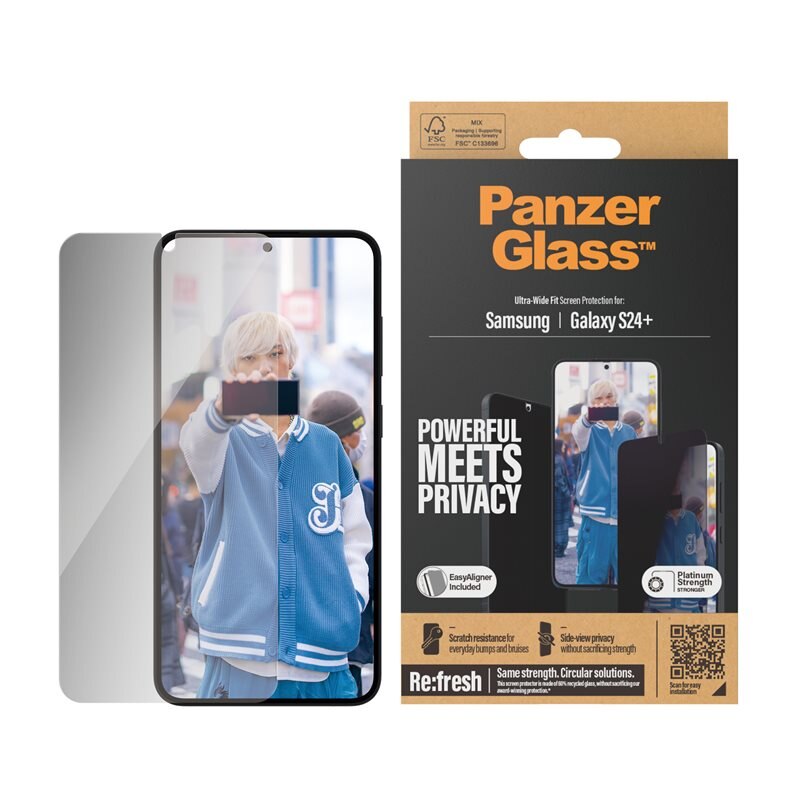 PanzerGlass Samsung Galaxy S24 Plus Privacy Screen Protector (with EasyAligner) Ultra Wide Fit