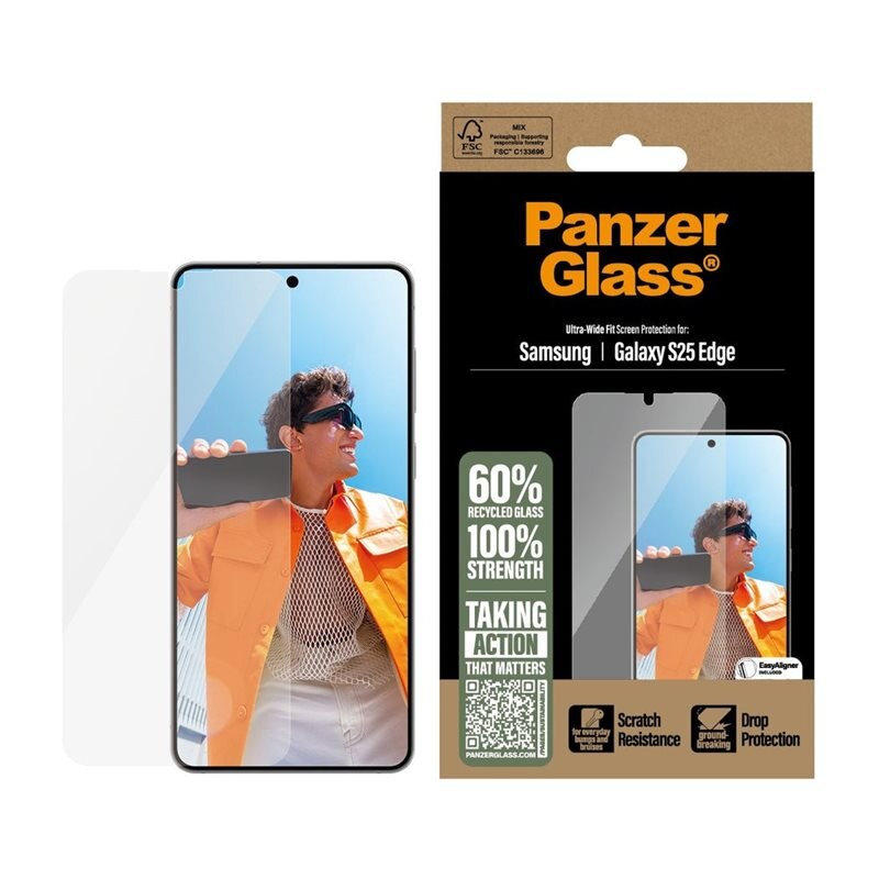 PanzerGlass Samsung Galaxy S25 Edge Screen Protector (with EasyAligner) Ultra Wide Fit