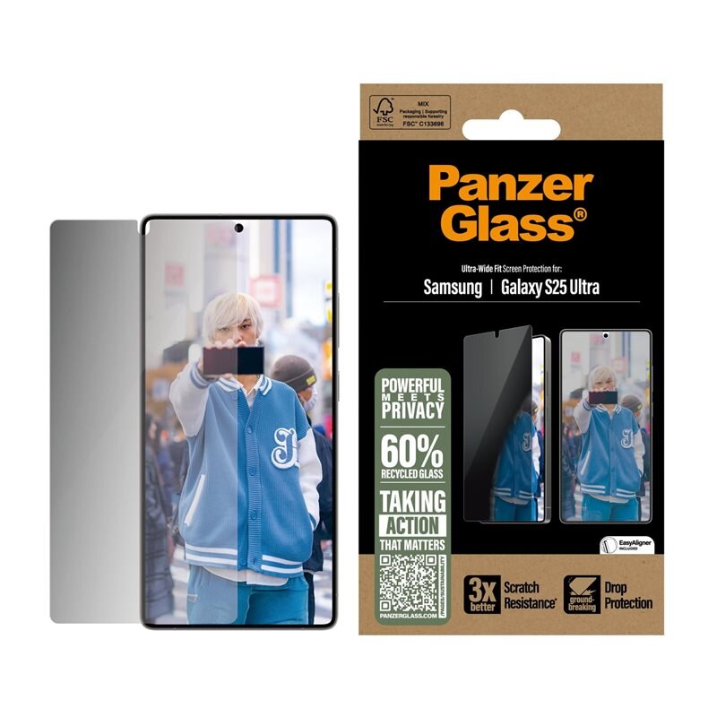 PanzerGlass Samsung Galaxy S25 Ultra Privacy Screen Protector (with EasyAligner) Ultra Wide Fit