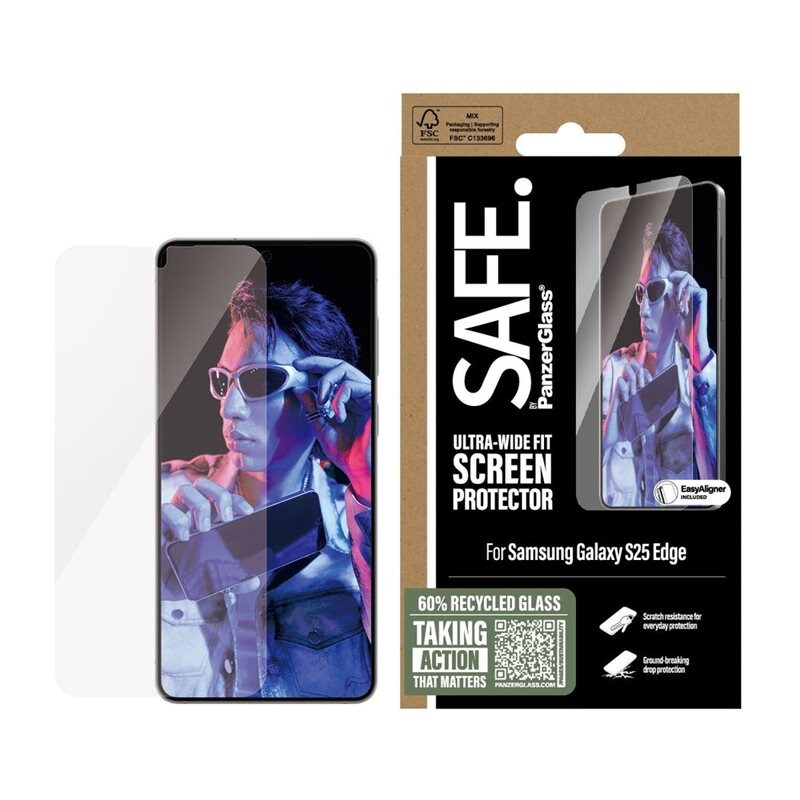 SAFE. by PanzerGlass Samsung Galaxy S25 Edge Screen Protector Ultra Wide Fit (with EasyAligner)