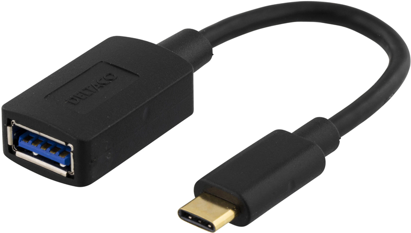 Deltaco USB-C - USB-A-sovitin musta