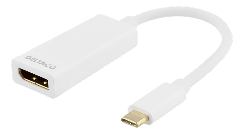 Deltaco USB-C - DisplayPort-sovitin valkoinen