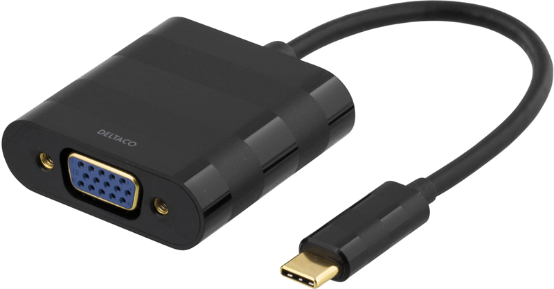 Deltaco VGA-sovitin USB-C ä VGA , musta