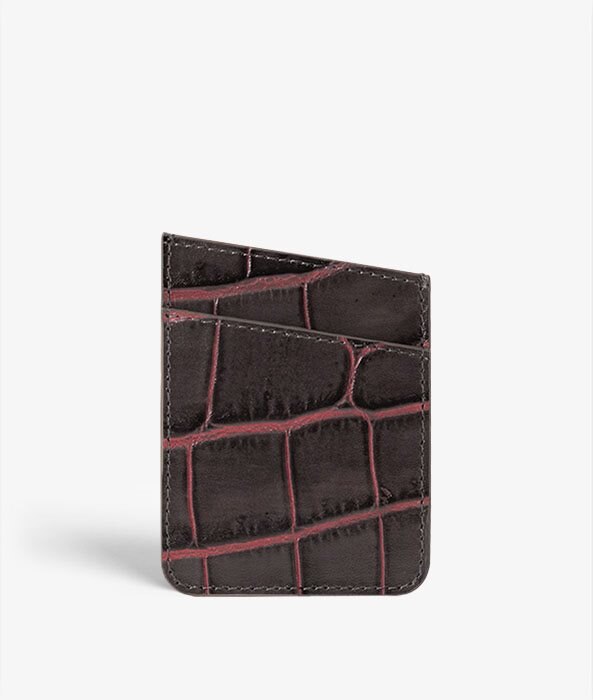 The Case Factory Itsekiinnittyvä Korttipidike Crocodile Taupe/Pink