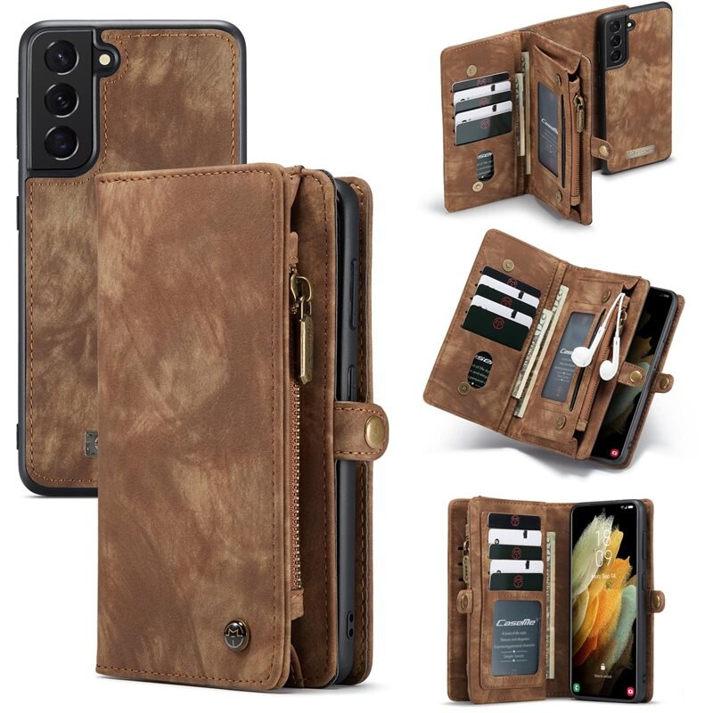CaseMe Multi-slot Suojakotelo Samsung Galaxy S21 Ruskea