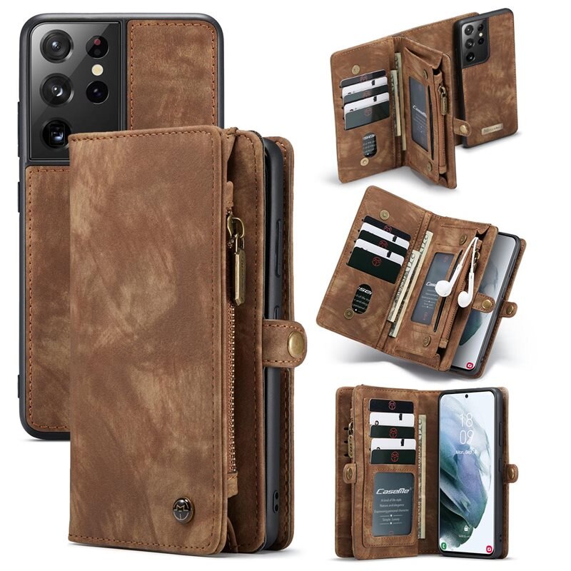 CaseMe Multi-slot Suojakotelo Samsung Galaxy S21 Ultra Ruskea