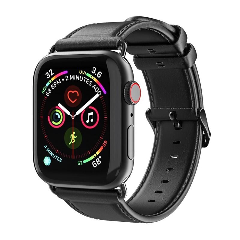 Dux Ducis Leather Watch Band Apple Watch 44mm Black
