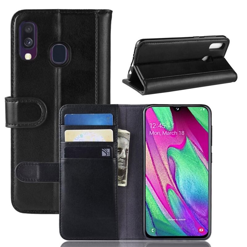 Aito Nahkakotelo Samsung Galaxy A40 Musta