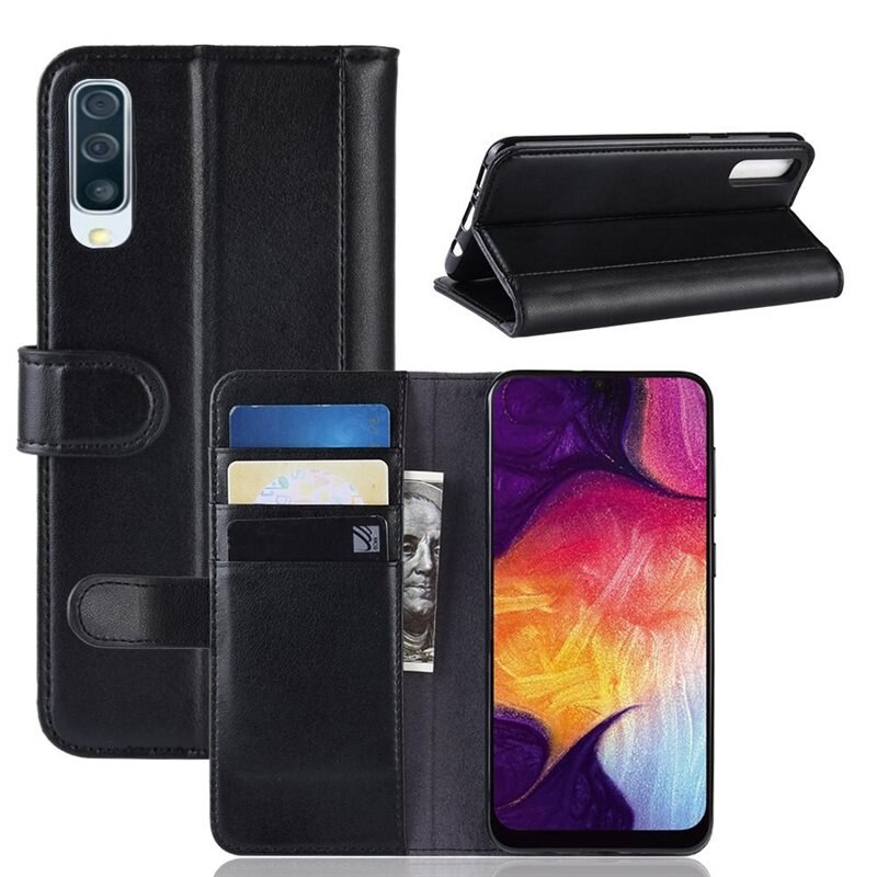 Aito Nahkakotelo Samsung Galaxy A50 Musta