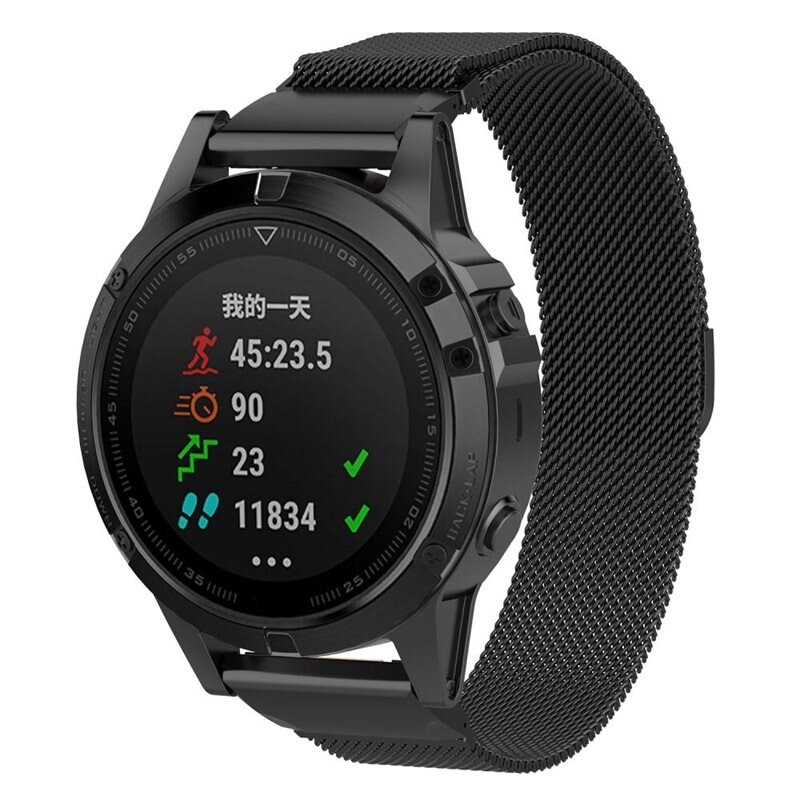 Ranneke Milanese Garmin Epix 47mm Gen 2 Musta