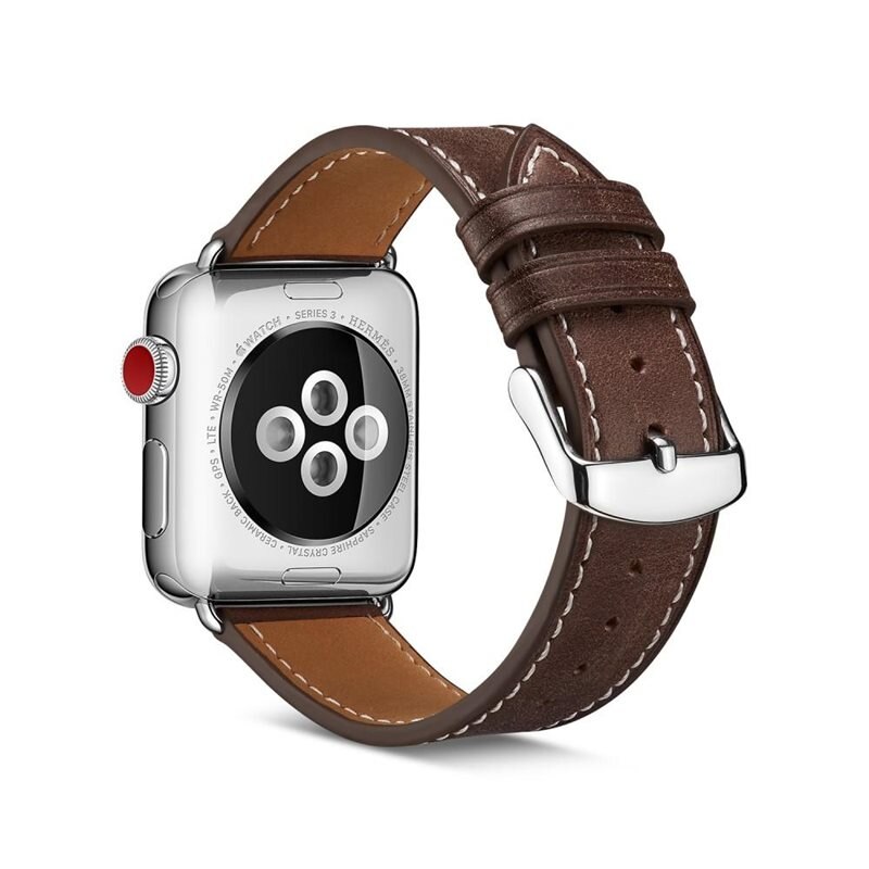 Nahkaranneke Apple Watch Series 10 46mm Ruskea