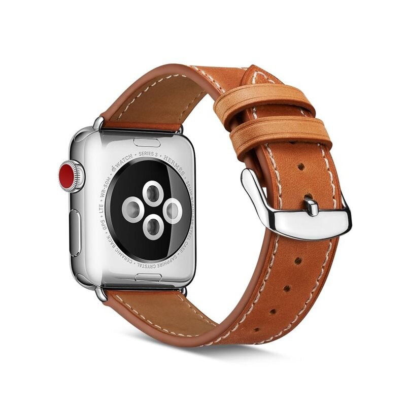 Nahkaranneke Apple Watch SE 44mm Ruskea