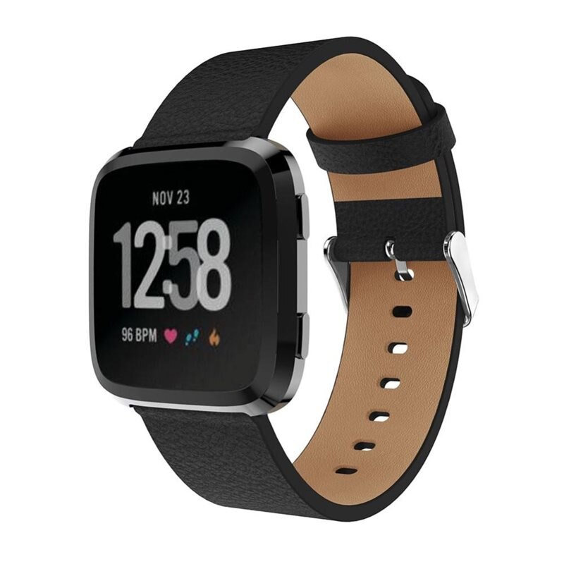 Nahkaranneke Fitbit Versa/Versa 2 Musta
