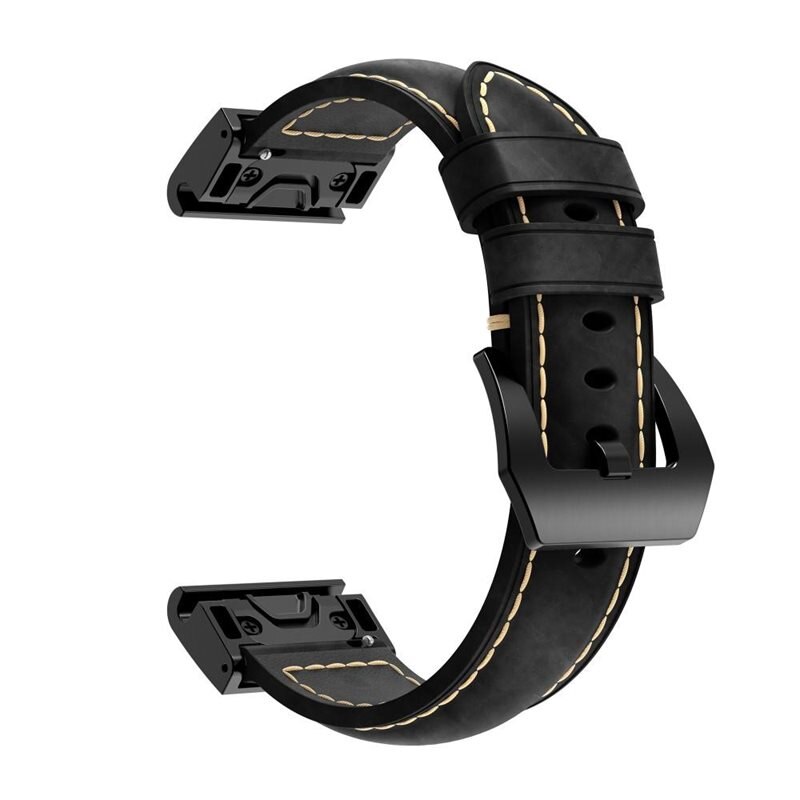 Nahkaranneke Garmin Fenix 8 47mm Musta