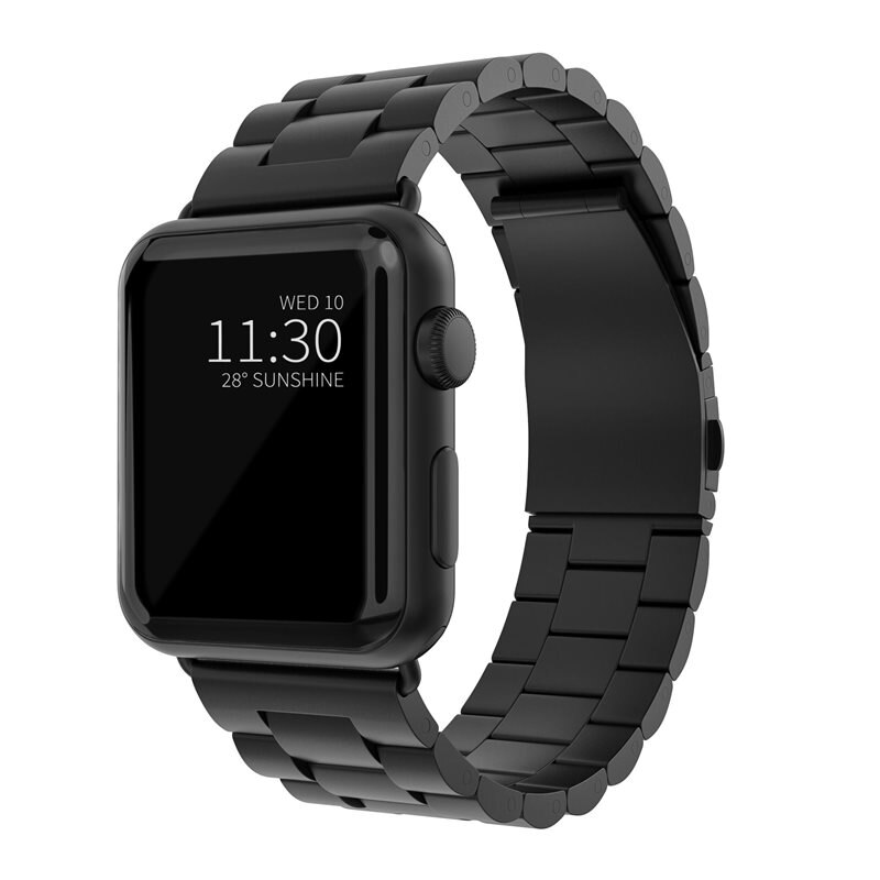 Metalliranneke Apple Watch Series 4-6 44mm Musta
