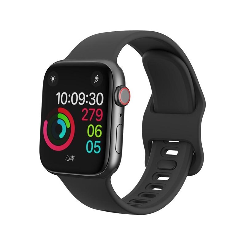 Silikoniranneke Apple Watch Series 4-6 44mm Musta
