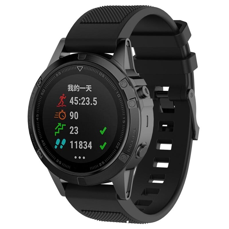 Silikoniranneke Garmin Fenix 5/Fenix 5 Plus Musta