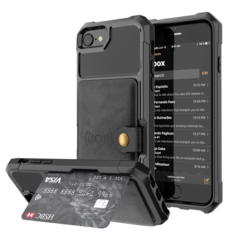 Tough Multi-slot Case iPhone SE 2020 Musta - Puhelimen kuoret - Paikat korteille