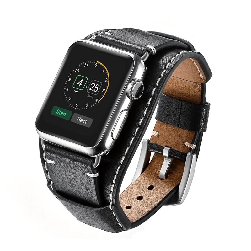 Brett Nahkaranneke Apple Watch 45mm Series 9 musta