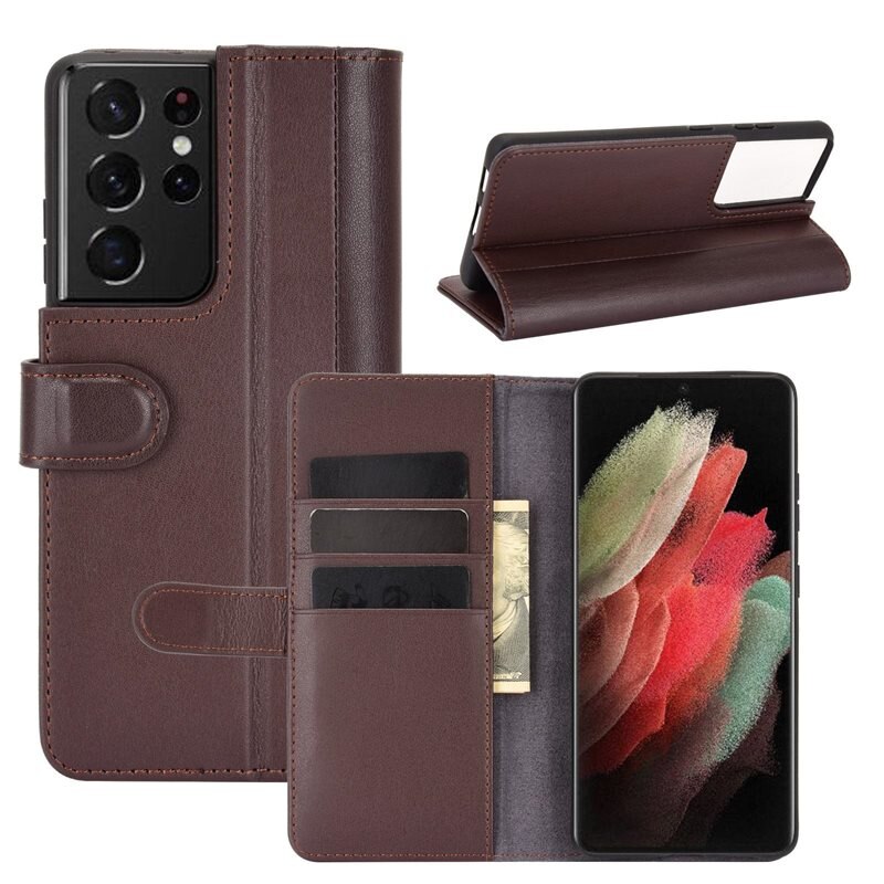 Aito Nahkakotelo Samsung Galaxy S21 Ultra Ruskea