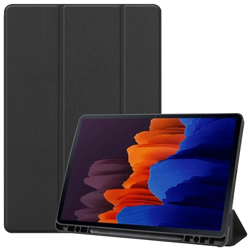 Samsung Galaxy Tab S8 Plus/Galaxy Tab S7 Plus Kotelo Tri-fold Kynäpidikkeellä Musta