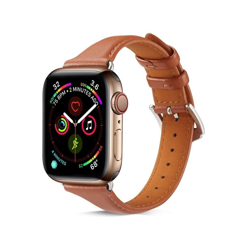Slim Nahkaranneke Apple Watch Series 10 46mm Cognac
