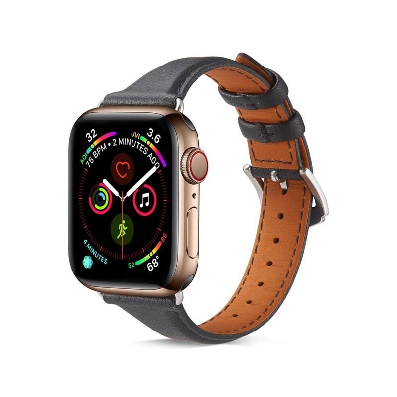 Slim Nahkaranneke Apple Watch Series 1-3 38mm Musta
