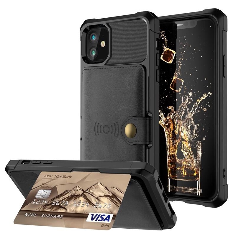 Tough Multi-slot Case iPhone 11 Musta - Puhelimen kuoret - Paikat korteille