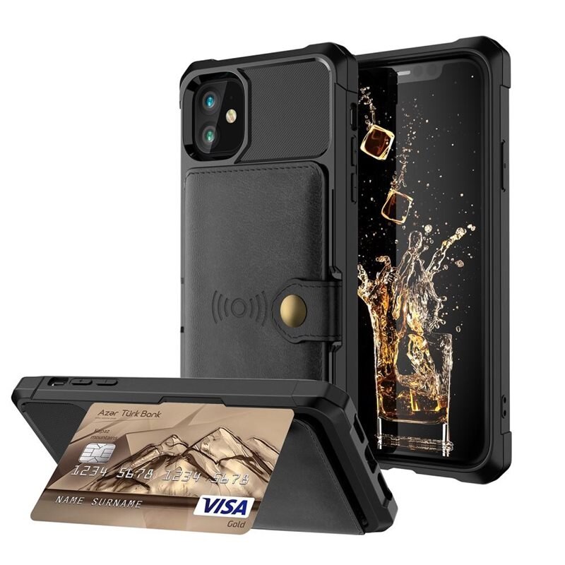 Tough Multi-slot Case iPhone 12/iPhone 12 Pro Musta - Puhelimen kuoret - Paikat korteille