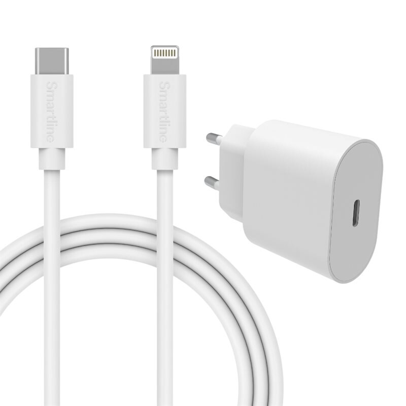 iPad 9.7 5th Gen (2017) Täydellinen laturi - 2 metrin johto ja seinälaturi Lightning - Smartline