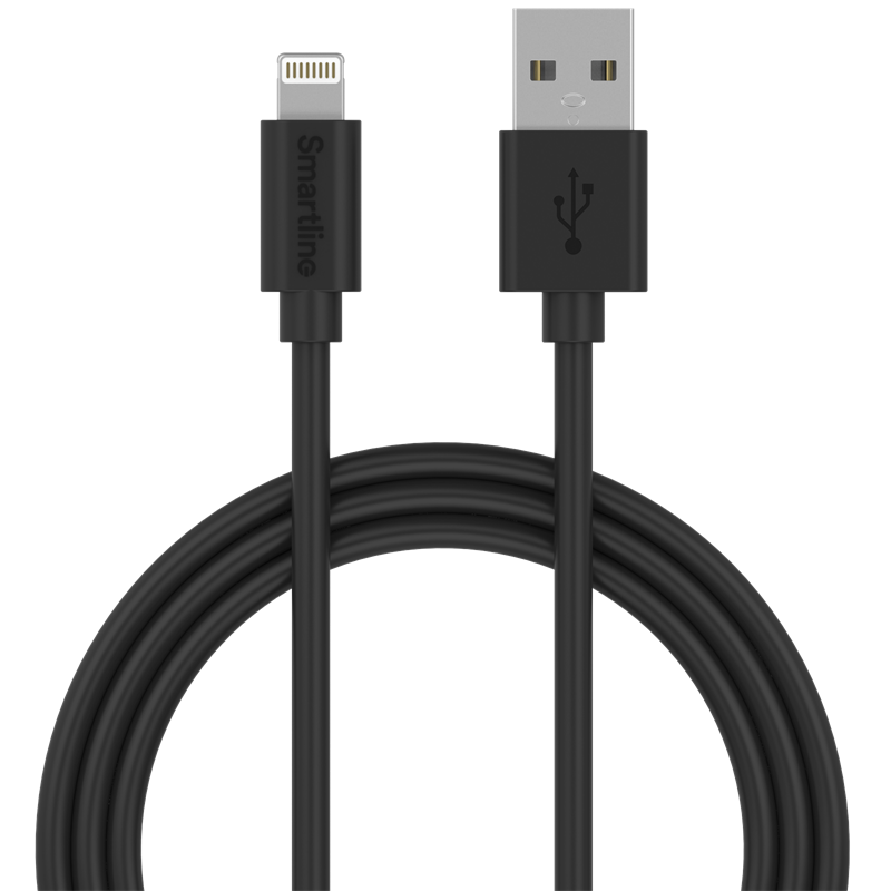 Smartline USB Cable Lightning 1m musta