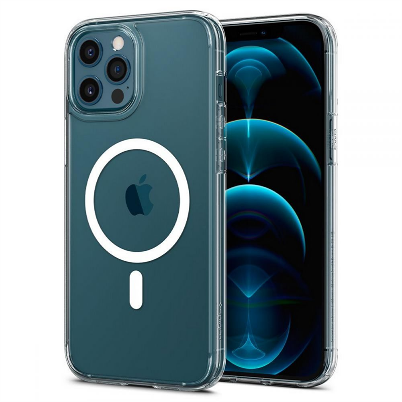 Spigen iPhone 12 Pro Max Case Ultra Hybrid Mag Crystal Clear - Puhelimen kuoret - MagSafe