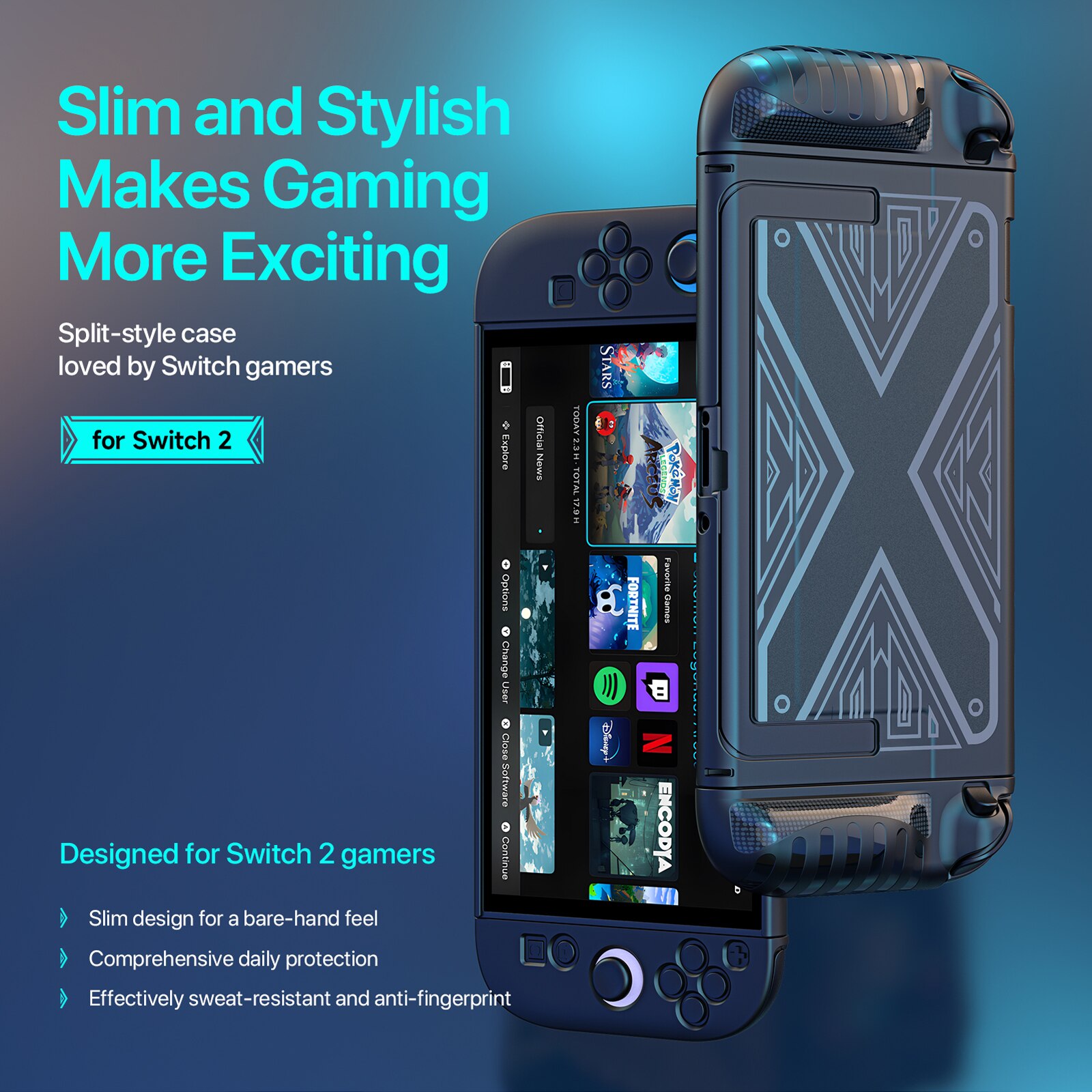 Nintendo Switch 2 Grip X Kuori Musta