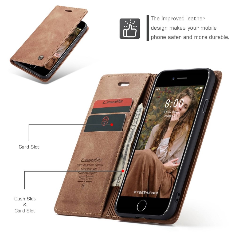 Slim Lompakkokotelo iPhone SE (2022) cognac