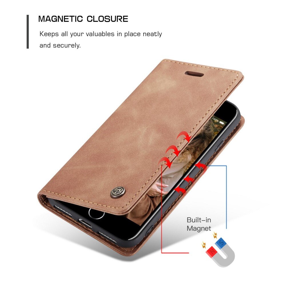 Slim Lompakkokotelo iPhone SE (2020) cognac