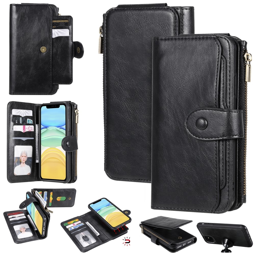 Magnet Leather Multi-Wallet iPhone 11 musta