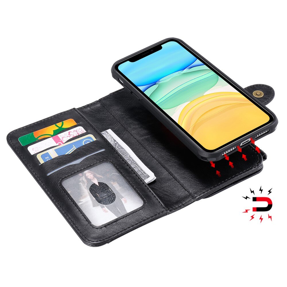 Magnet Leather Multi-Wallet iPhone 11 musta