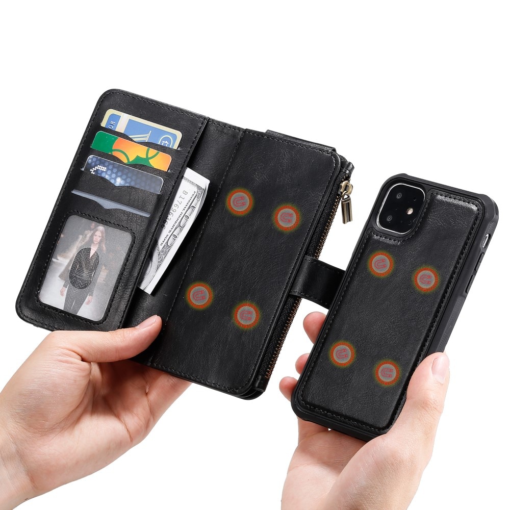 Magnet Leather Multi-Wallet iPhone 11 musta