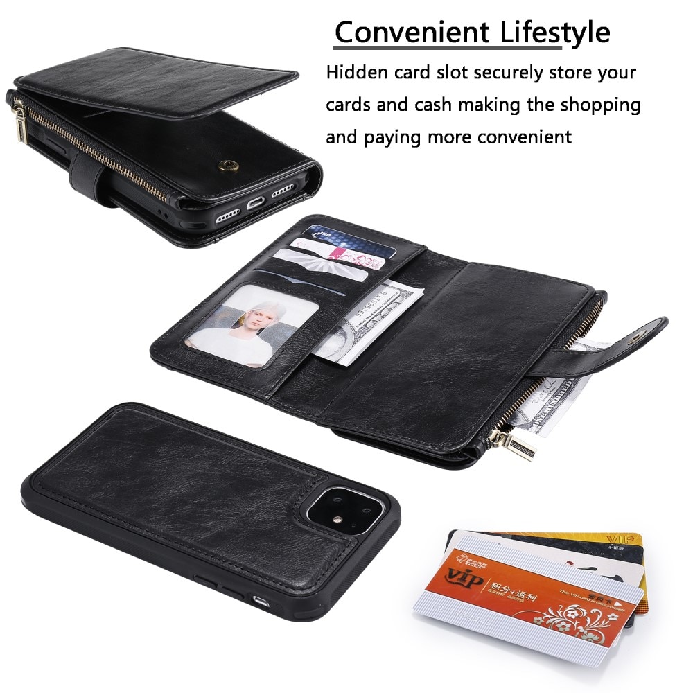 Magnet Leather Multi-Wallet iPhone 11 musta