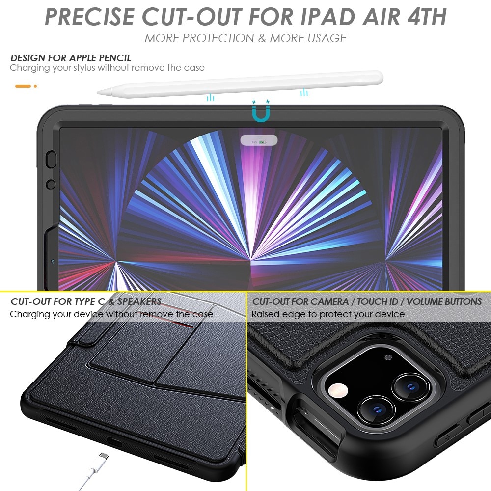 iPad Air 10.9 4th Gen (2020) Nahkakotelo Musta