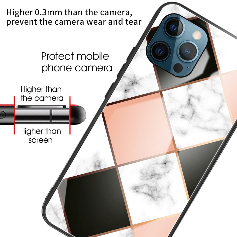 Panssarilasi Kuori Apple iPhone 13 Pro geometrinen marmori vaaleanpunainen