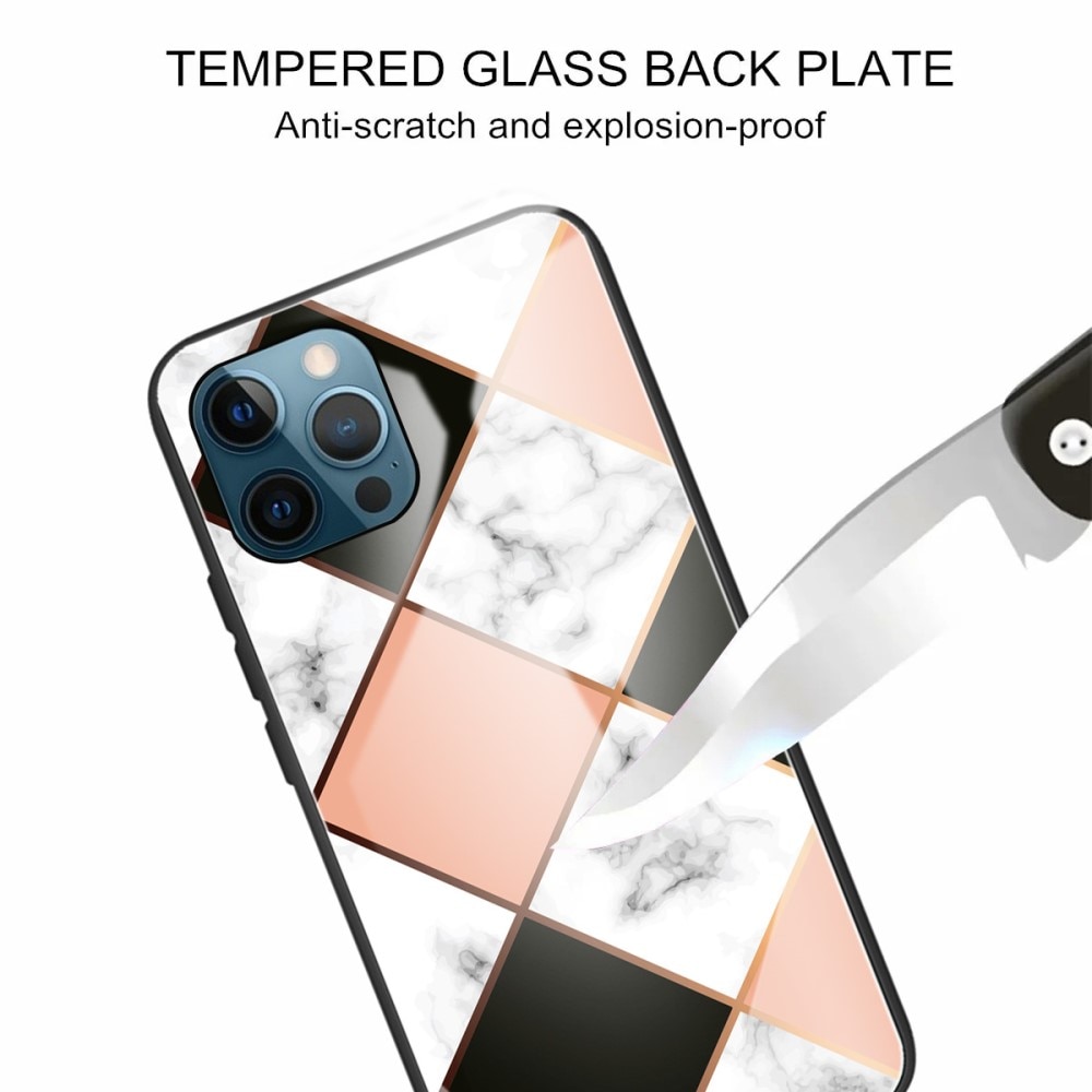 Panssarilasi Kuori Apple iPhone 13 Pro geometrinen marmori vaaleanpunainen