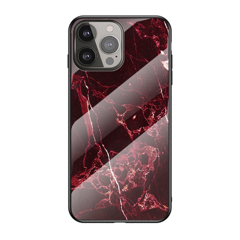Panssarilasi Kuori Apple iPhone 13 Pro Max punainen marmori