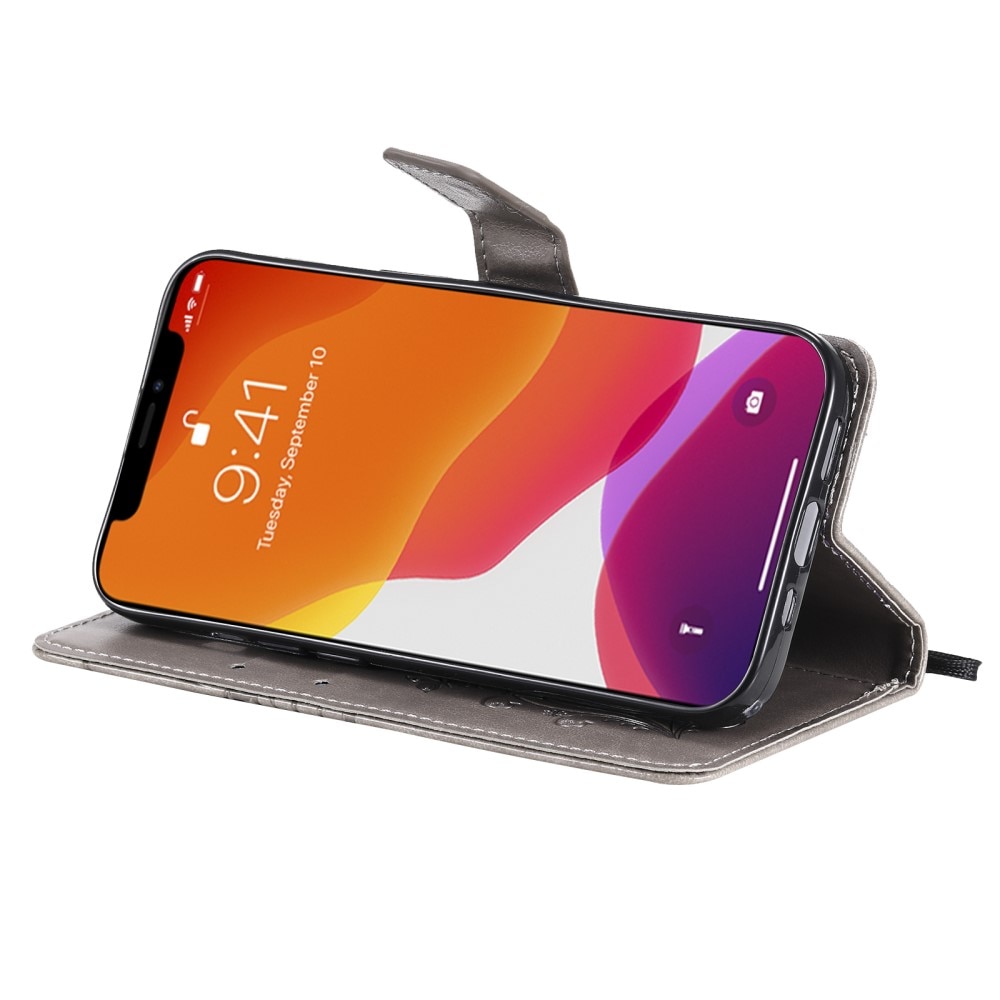 Nahkakotelo Perhonen Apple iPhone 13 Mini Harmaa
